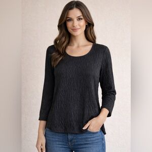 Erin London Black Textured Top